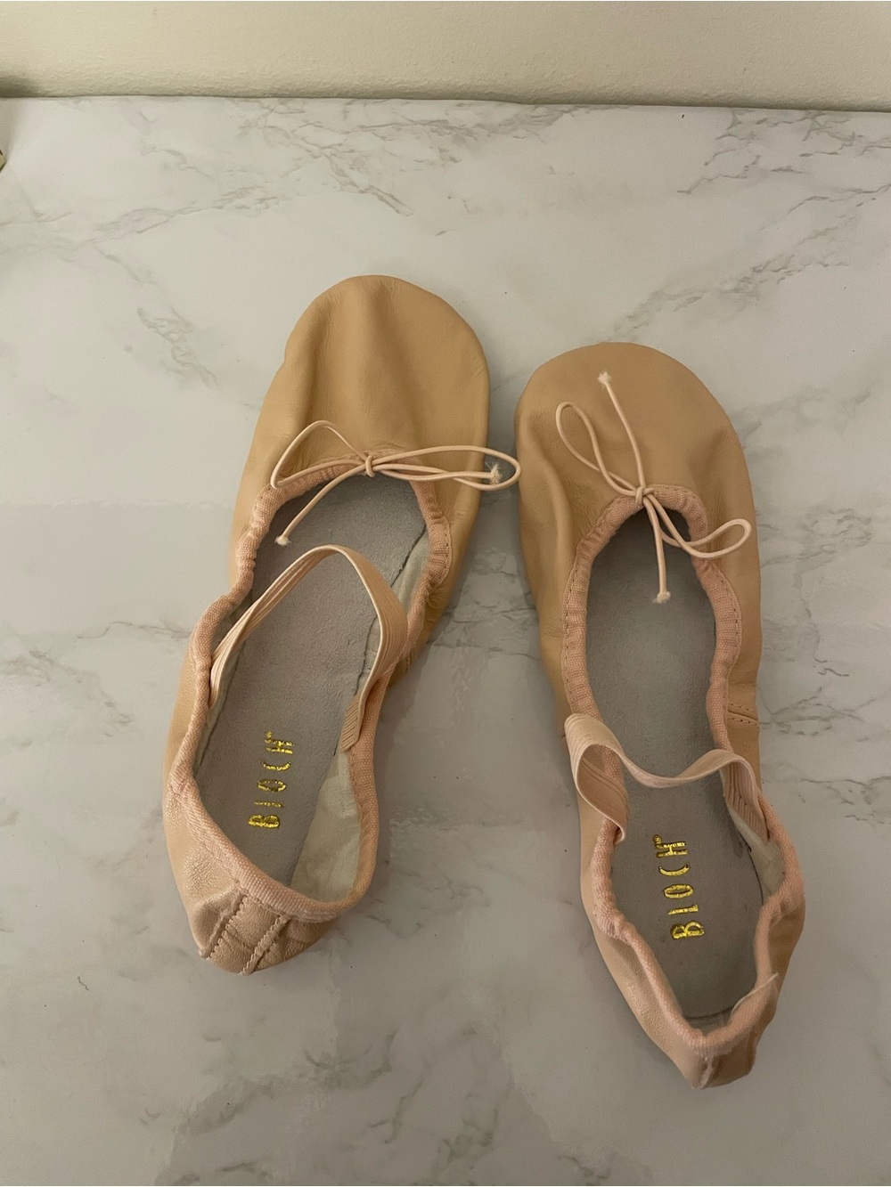 Bloch Ballet Flats in Light Nude Tan with Bow